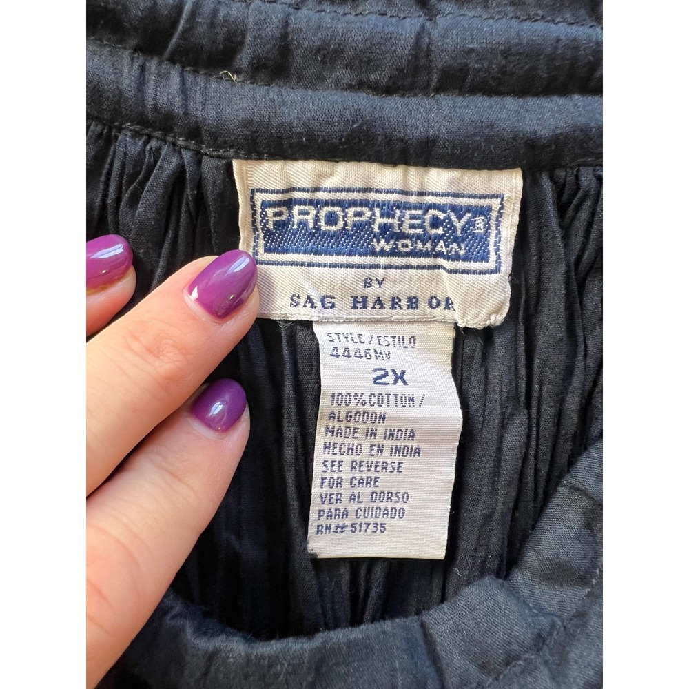 Vintage 90s Y2k Boho Cottagecore Floral Peasant Folk Cotton Black Maxi Skirt - Picture 4 of 6
